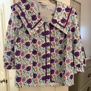 Floral top with Purple and Orange Accents NWT